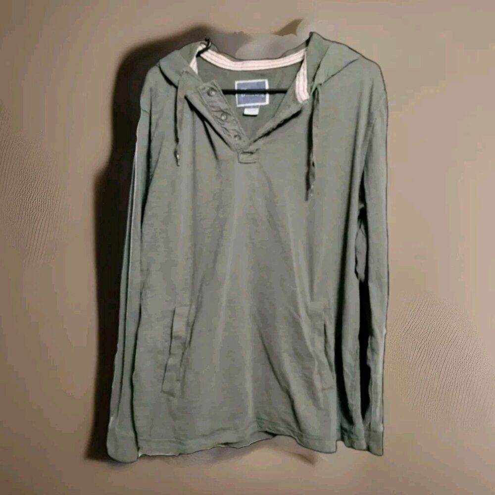 Vintage 100% Cotton St John's Bay Men's L Hooded Long Sleeve 90s Grunge Gothic